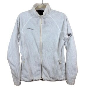 Mammut Midlayer Teddy Fleece Jacket Womens Medium White Full Zip Outdoors Winter